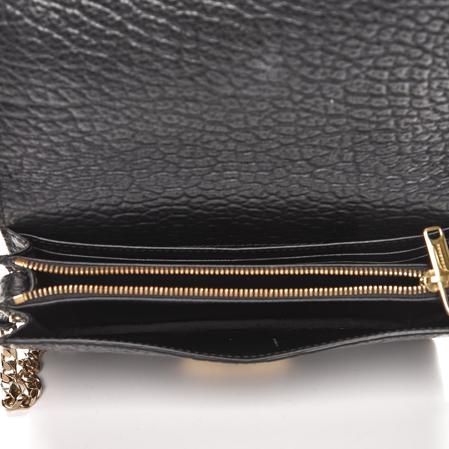 Signature Grain Small Madison Chain Clutch Black