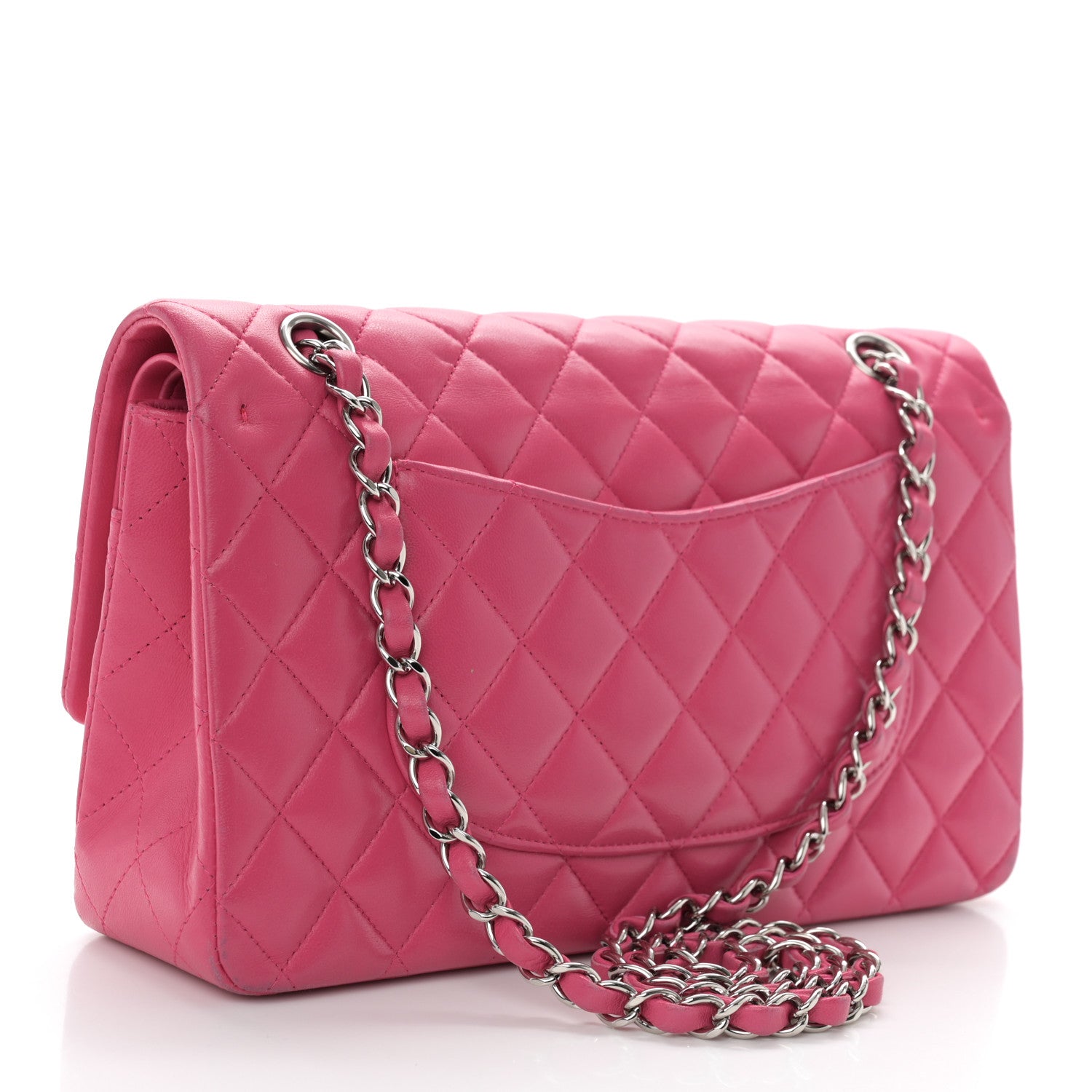 Chanel Lambskin Quilted Medium Double Flap Dark Pink 3 of 13