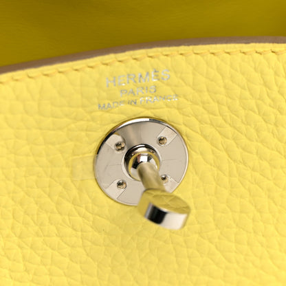 Hermes Taurillon Clemence Mini Lindy 20 Limoncello 5 of 10