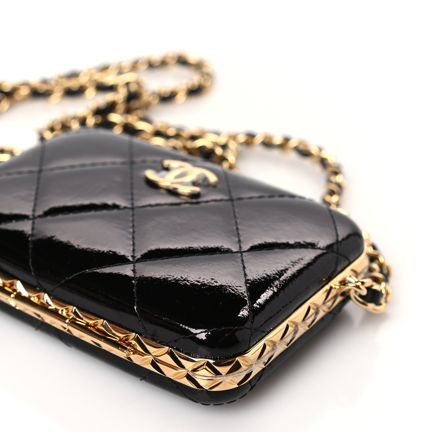 Chanel Glazed Goatskin Quilted Small Box With Chain Black 10 of 10