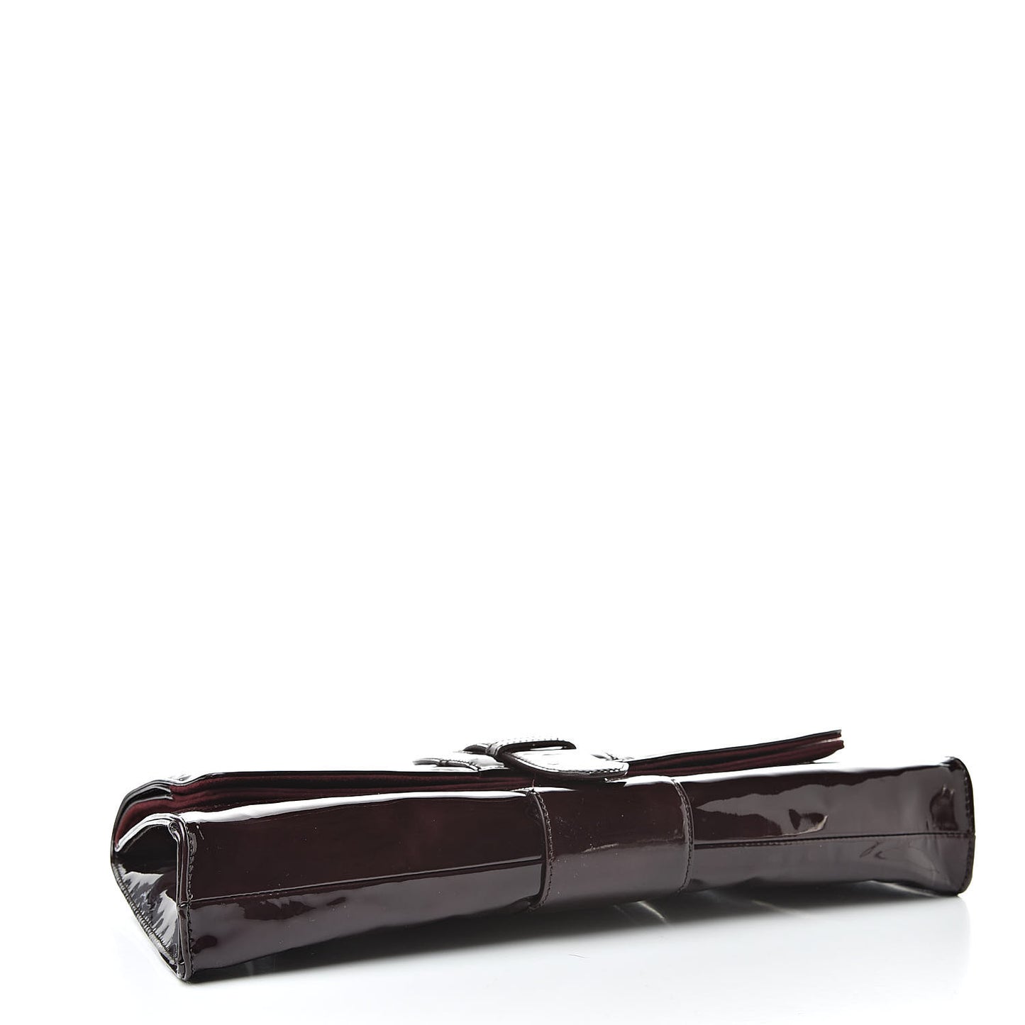Patent Calfskin Liv Clutch Oxblood