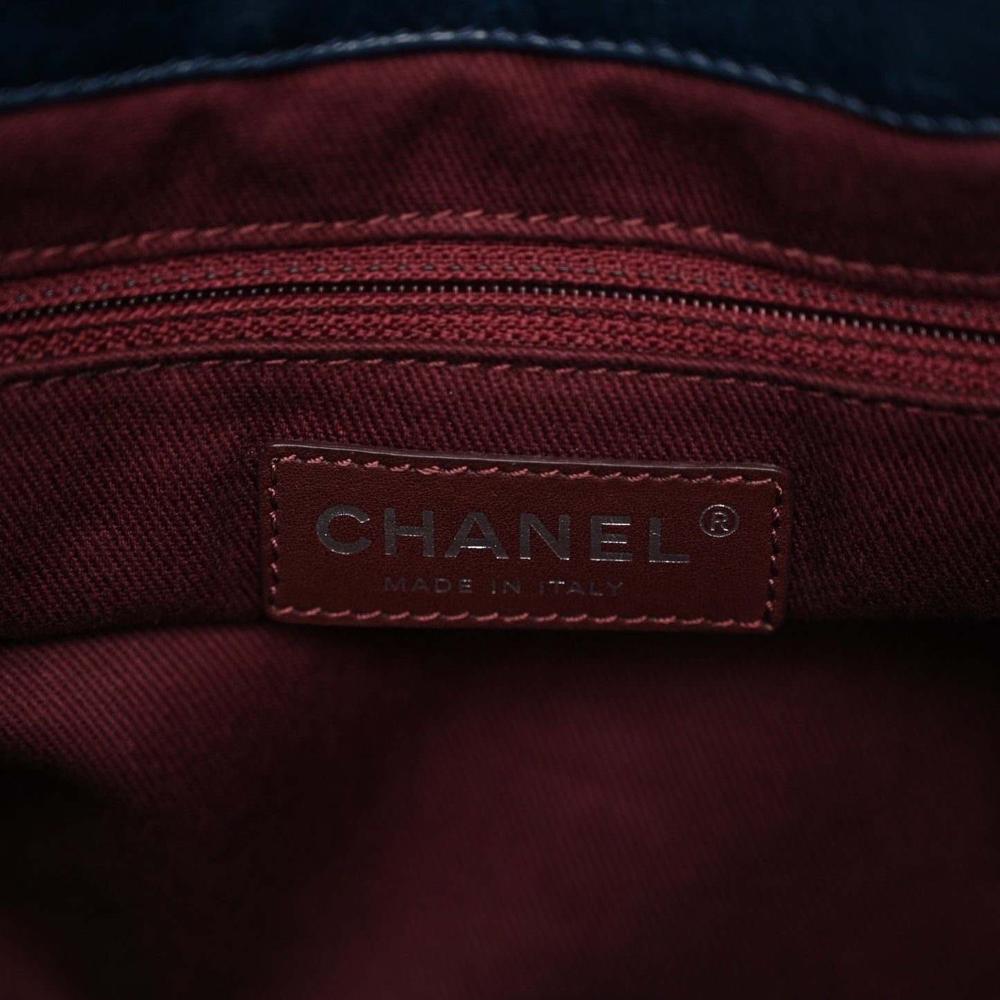 Iridescent Calfskin Quilted Large In The Mix Tote Navy