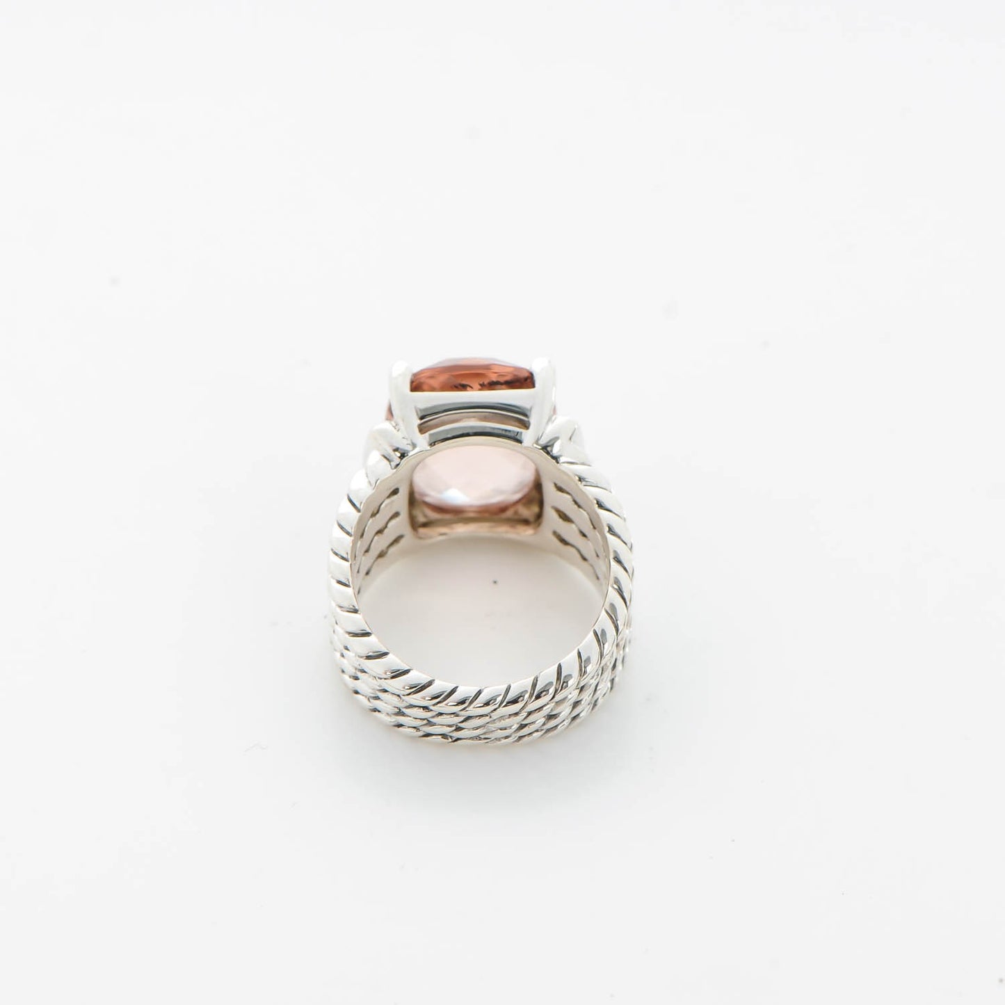 Sterling Silver Diamond Morganite 16mm Wheaton Ring 54 7