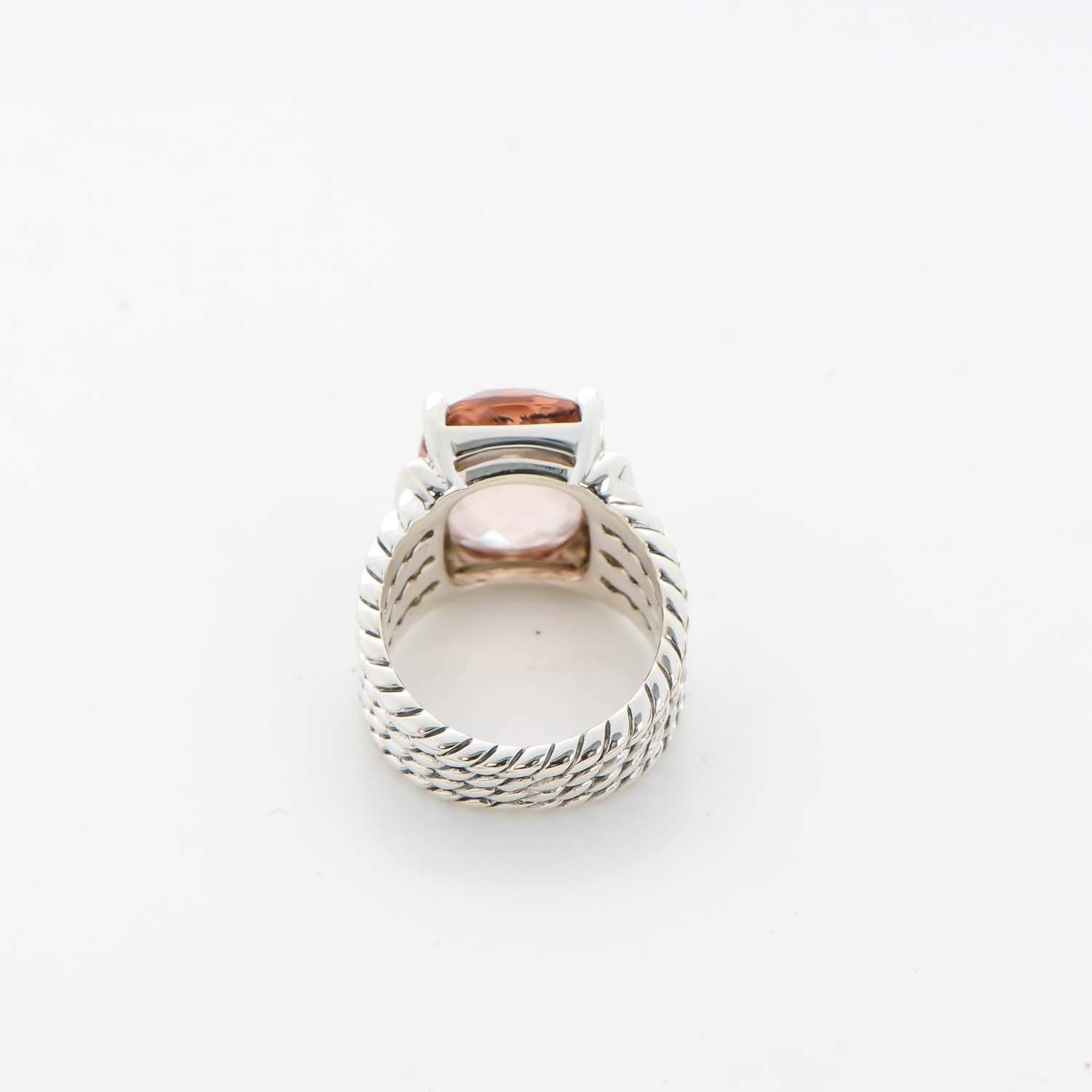 David Yurman Sterling Silver Diamond Morganite 16mm Wheaton Ring 54 7 3 of 5