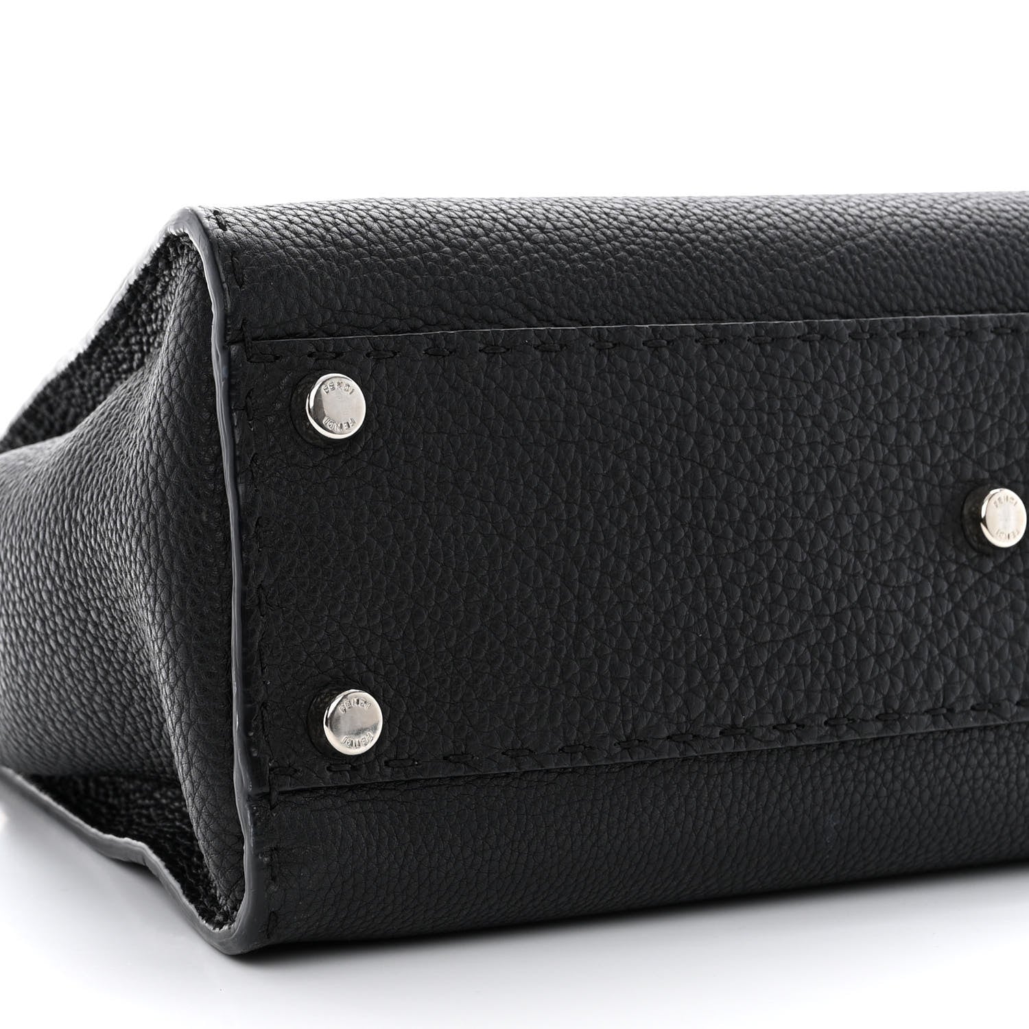 Fendi Cuoio Romano Selleria Bi-Color Medium Peekaboo Iconic Satchel Black Mou 10 of 12