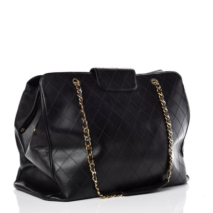 Chanel Calfskin Stitched XL Weekender Black 3 of 15