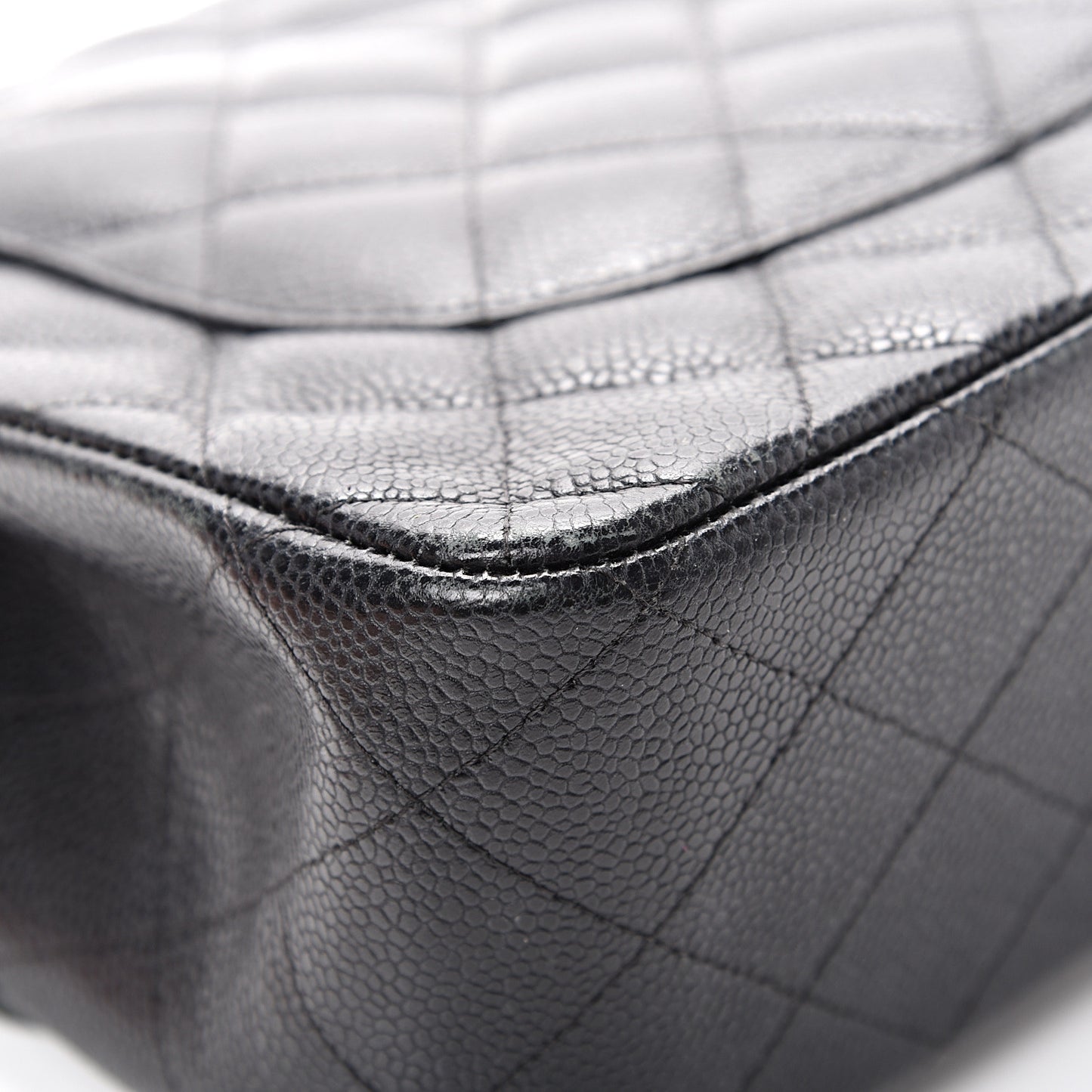 Caviar Quilted Jumbo Double Flap Black
