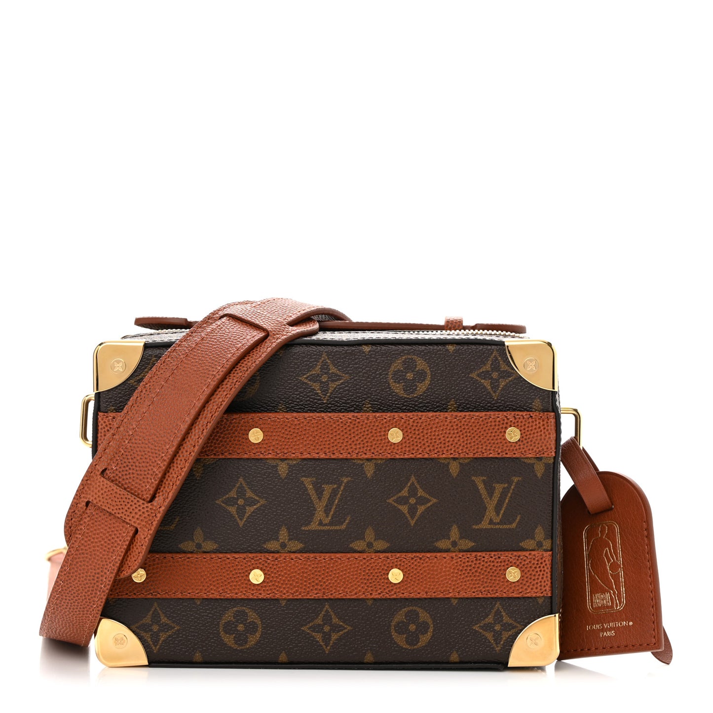 X NBA Grained Calfskin Monogram Handle Trunk Brown