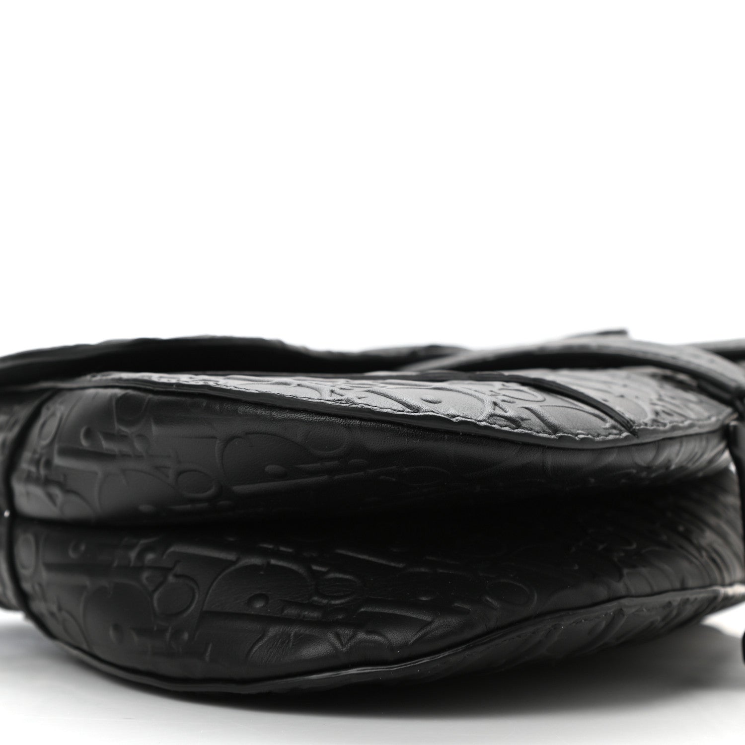 Christian Dior Calfskin Embossed Oblique Saddle Bag With Strap Black 8 of 10