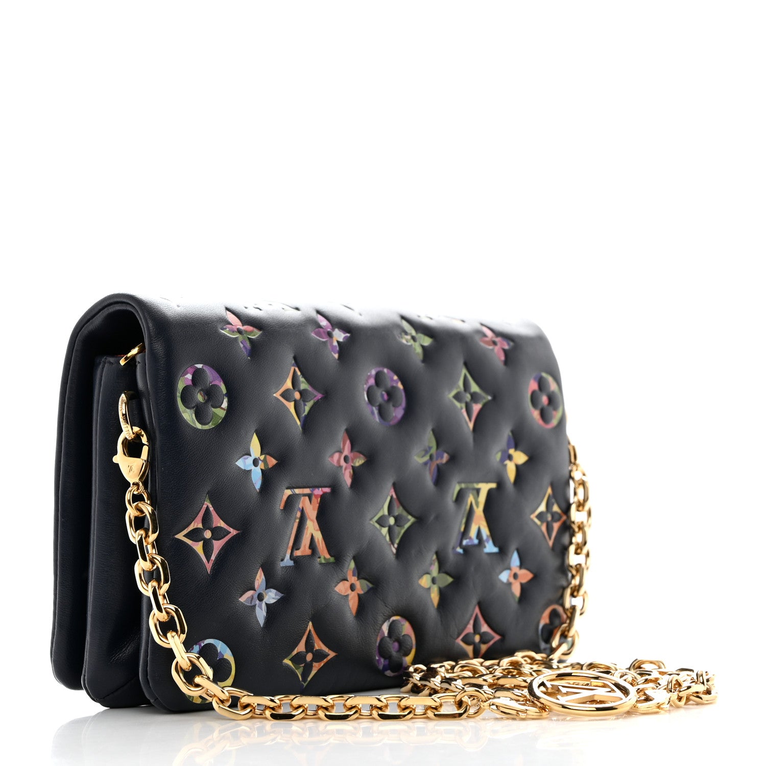 Louis Vuitton Lambskin Embossed Monogram LV Garden Pochette Coussin Navy 3 of 9