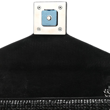 Valentino Garavani Crystal Suede Embellished Small One Stud Clutch With Chain Black 11 of 11