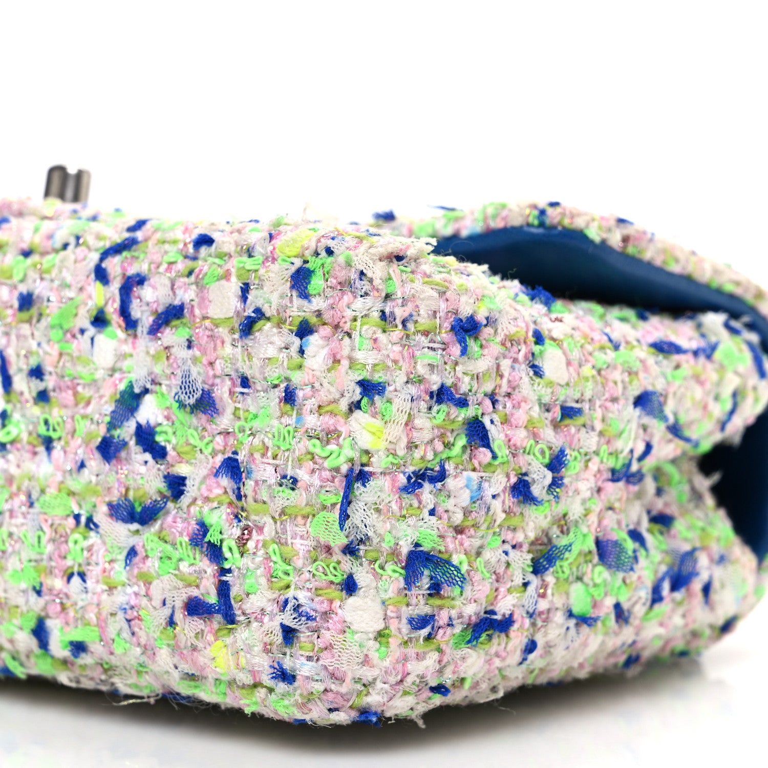 Chanel Tweed Quilted Mini Rectangular Flap White Blue Green 10 of 10