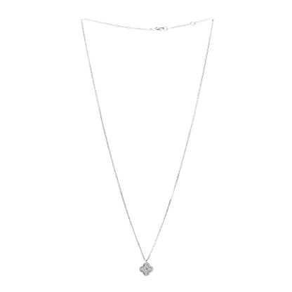Van Cleef & Arpels 18K White Gold Diamond Sweet Alhambra Pendant Necklace 3 of 4