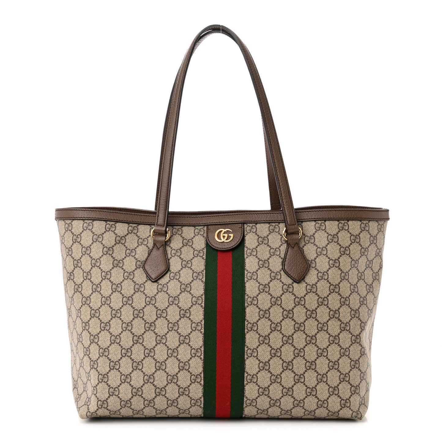 GG Supreme Monogram Medium Ophidia Shopping Tote Brown