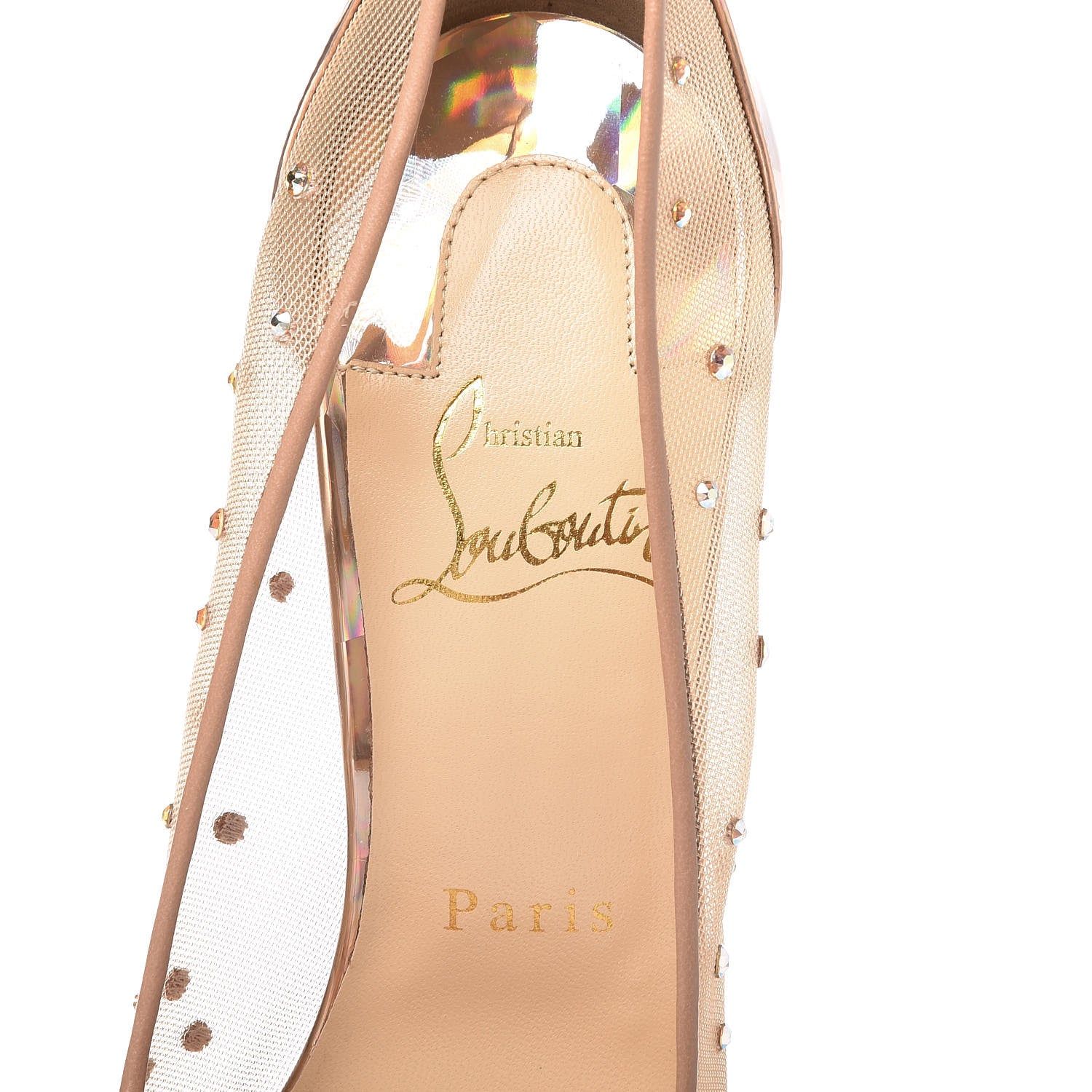 Christian Louboutin Crystal Strass Follies 100 Pumps 37.5 Nude 6 of 8