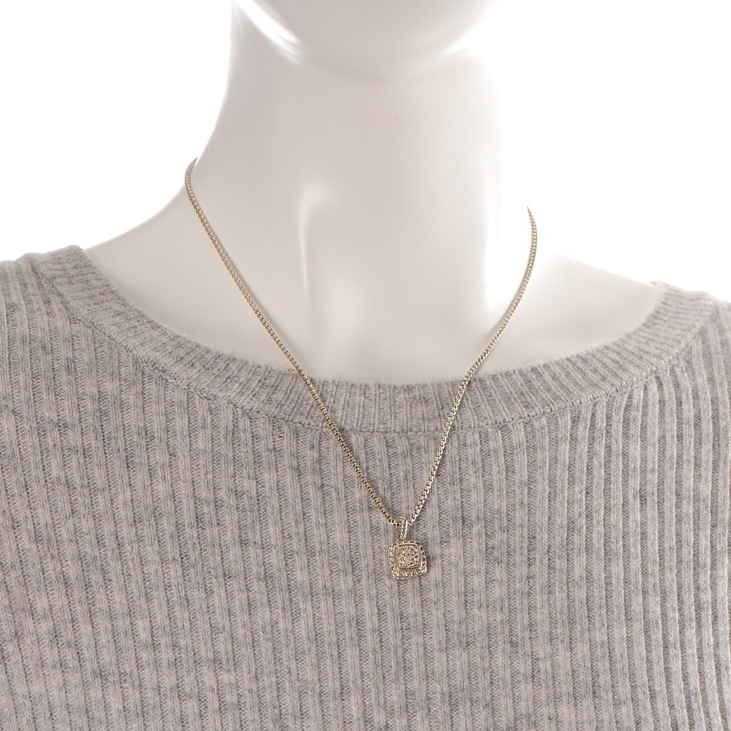 Sterling Silver Diamond 7mm Petite Albion Pendant Necklace