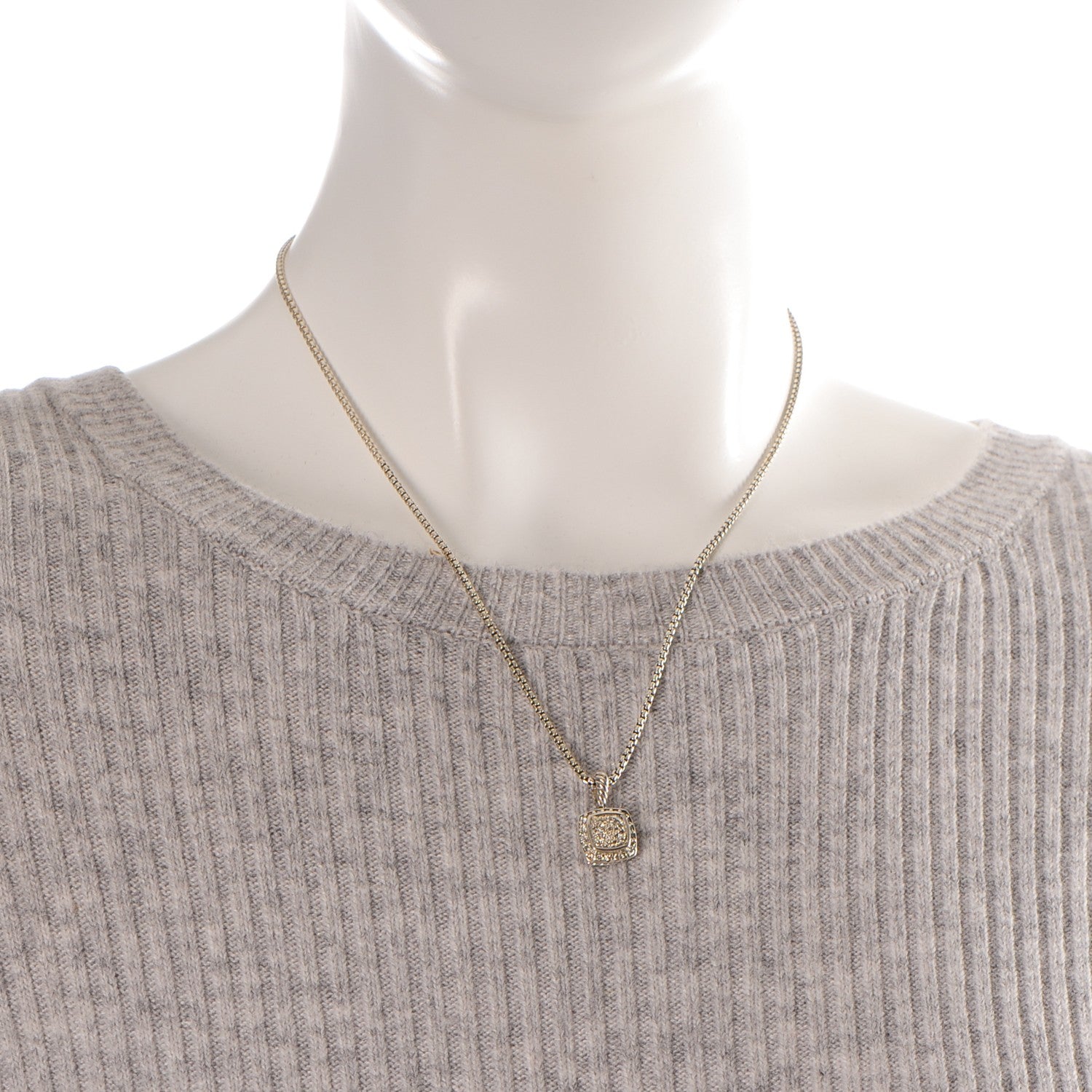 David Yurman Sterling Silver Diamond 7mm Petite Albion Pendant Necklace 2 of 4