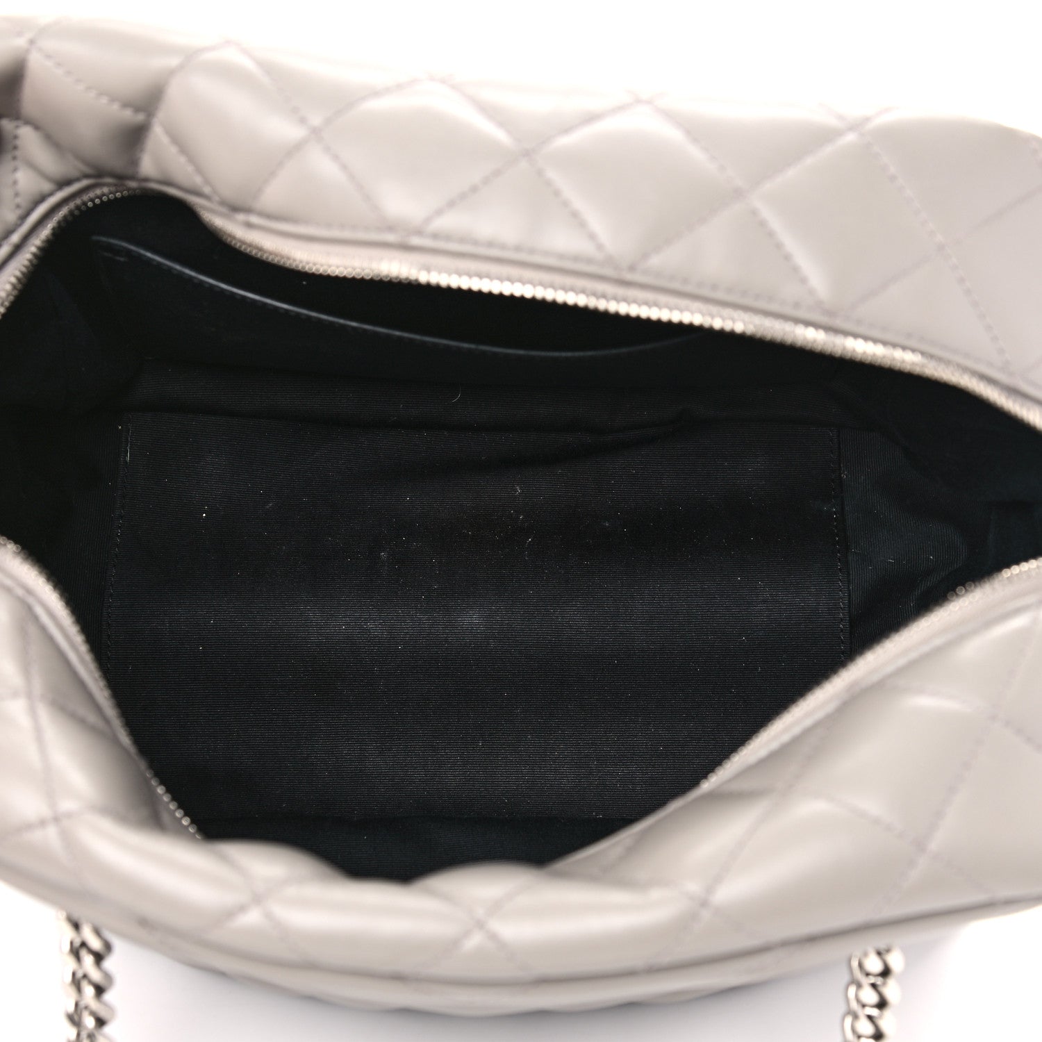 Saint Laurent Calfskin Y Quilted Monogram Medium Loulou Bowling Bag Light Grey 7 of 15