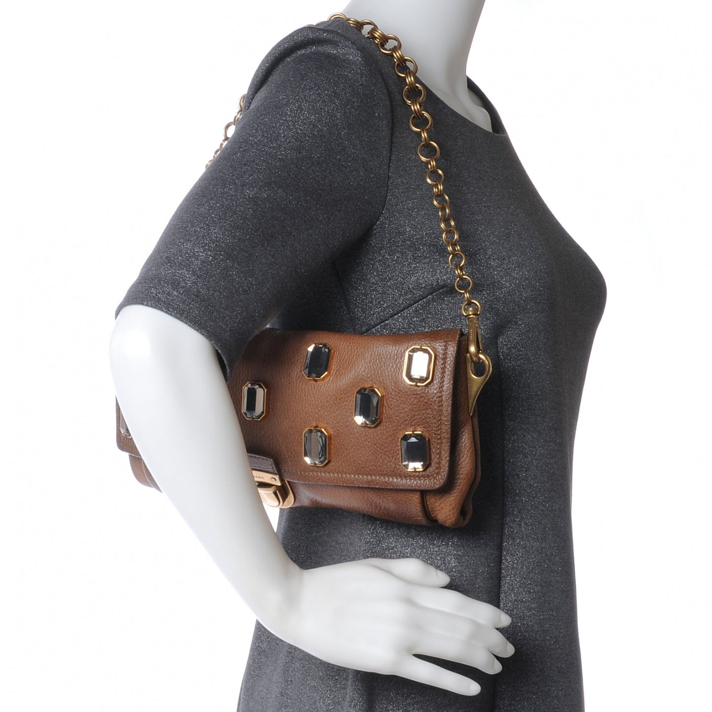 Cervo Pietre Jeweled Shoulder Bag Cammello Sfumata