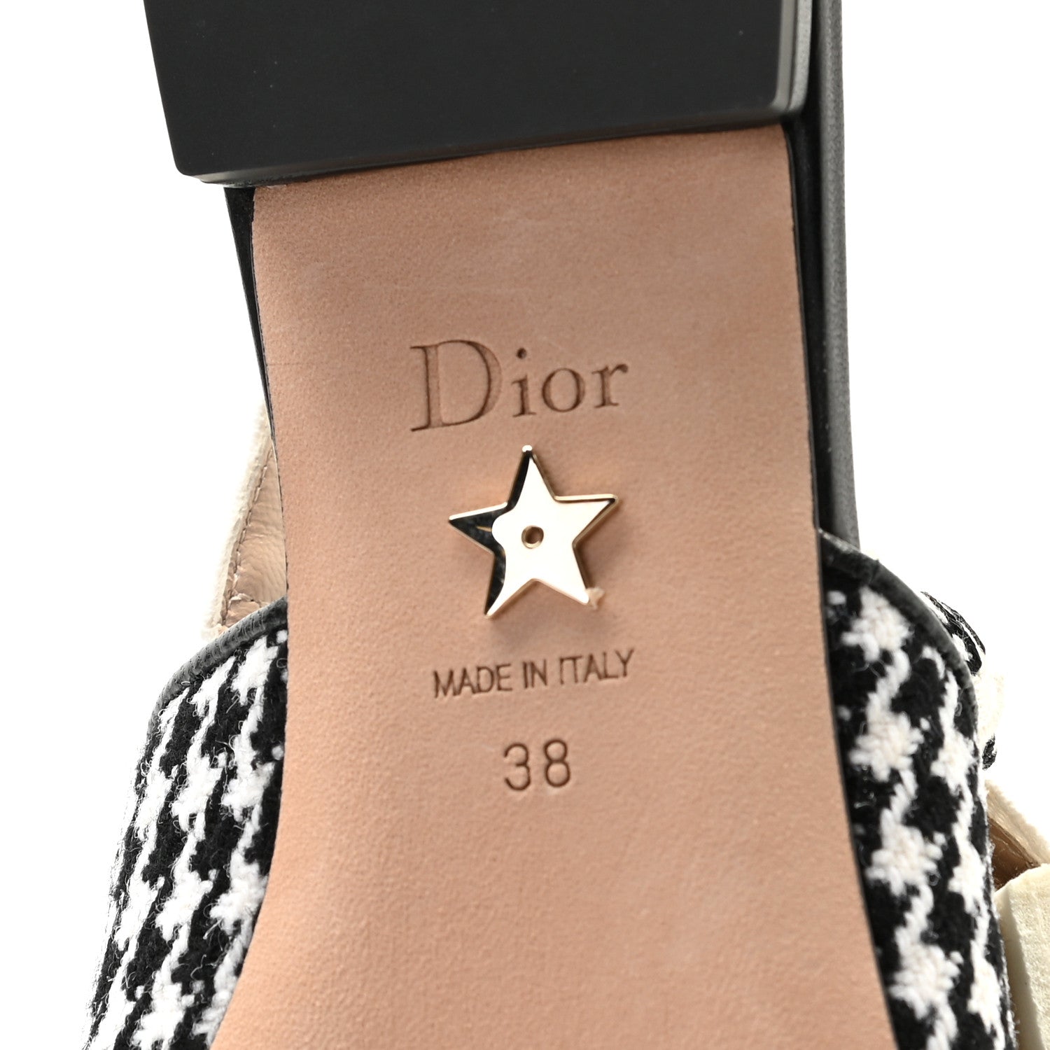 Christian Dior Wool Ribbon Houndstooth J'Adior Slingback Ballet Flats 38 Black White 14 of 14