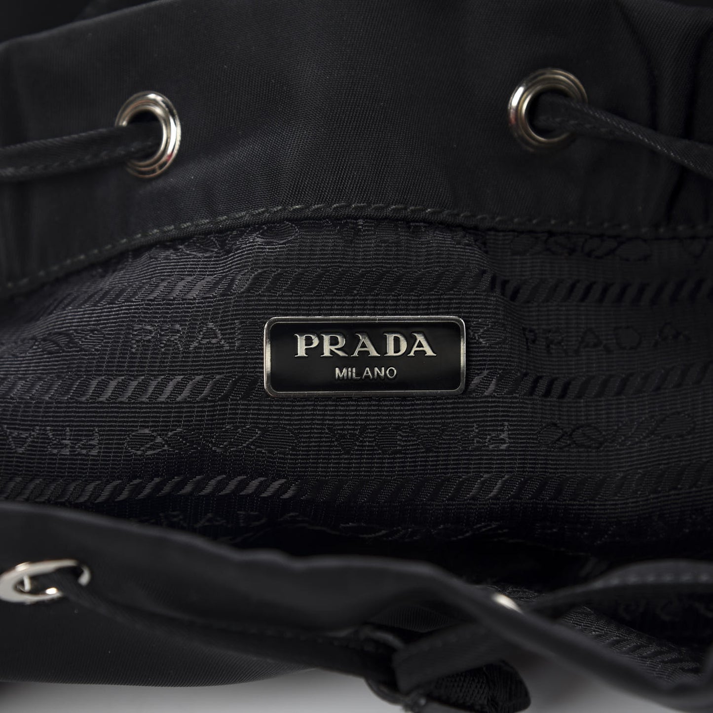 Saffiano Tessuto Nylon Mini Bucket Crossbody Bag Black
