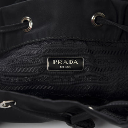Prada Saffiano Tessuto Nylon Mini Bucket Crossbody Bag Black 8 of 11