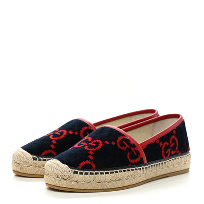 Gucci Terry Cloth GG Monogram Espadrilles 37 Blue Red 3 of 10