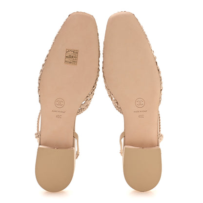 Chanel Satin Braided Slingback Flats 40 Beige 6 of 9