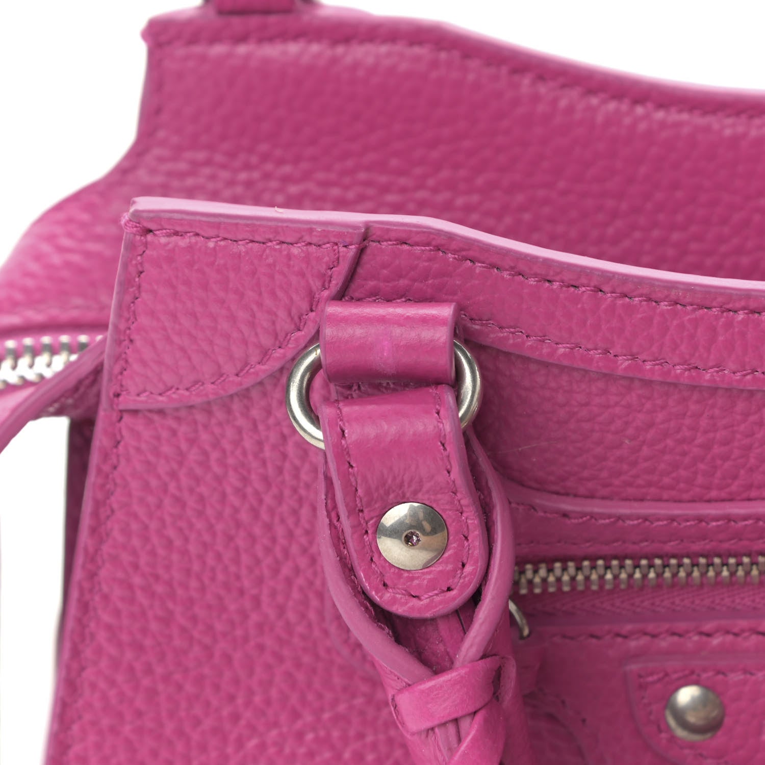 Balenciaga Grained Calfskin Neo Classic Silver Hardware Mini City Fuchsia 12 of 13