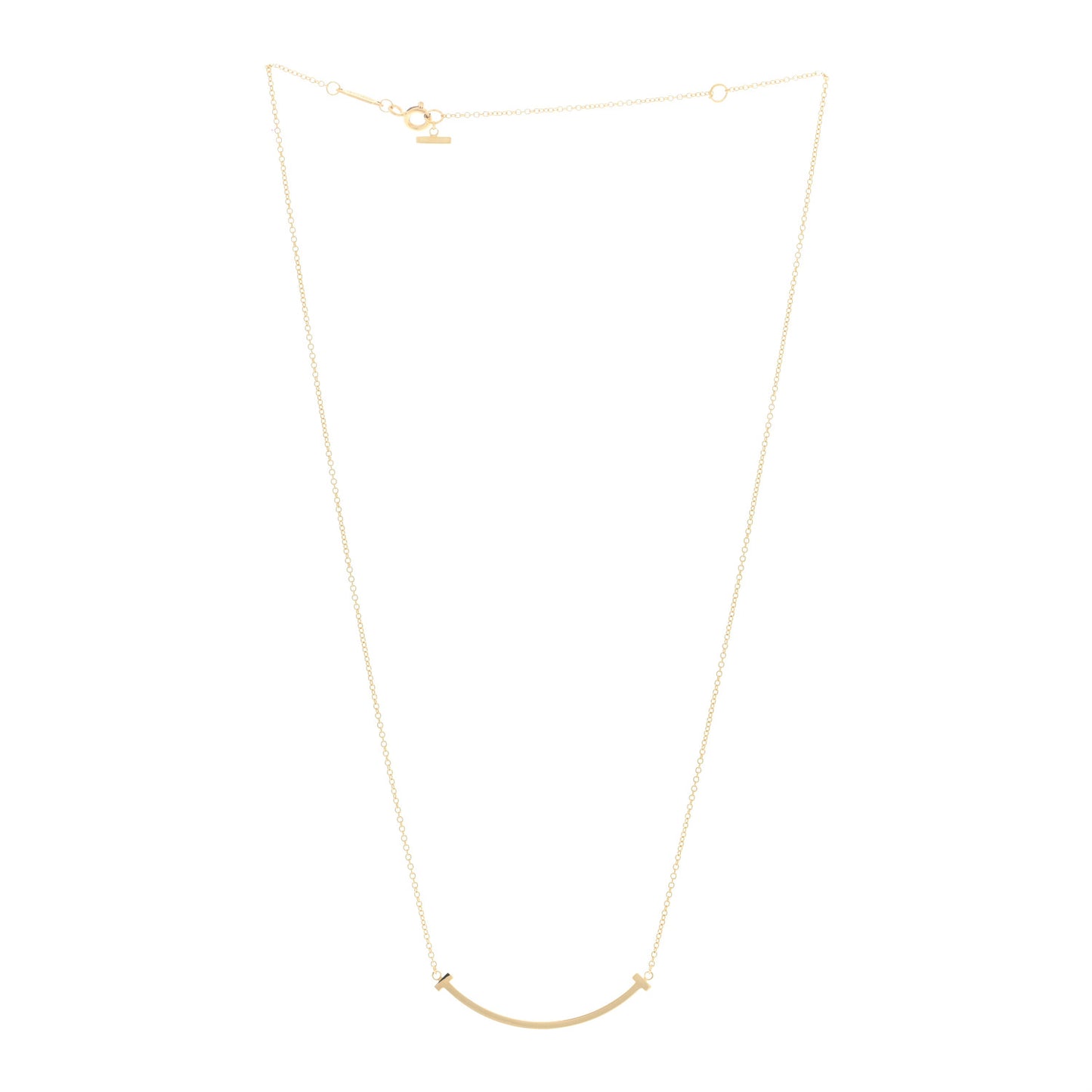 18K Yellow Gold Small T Smile Pendant Necklace