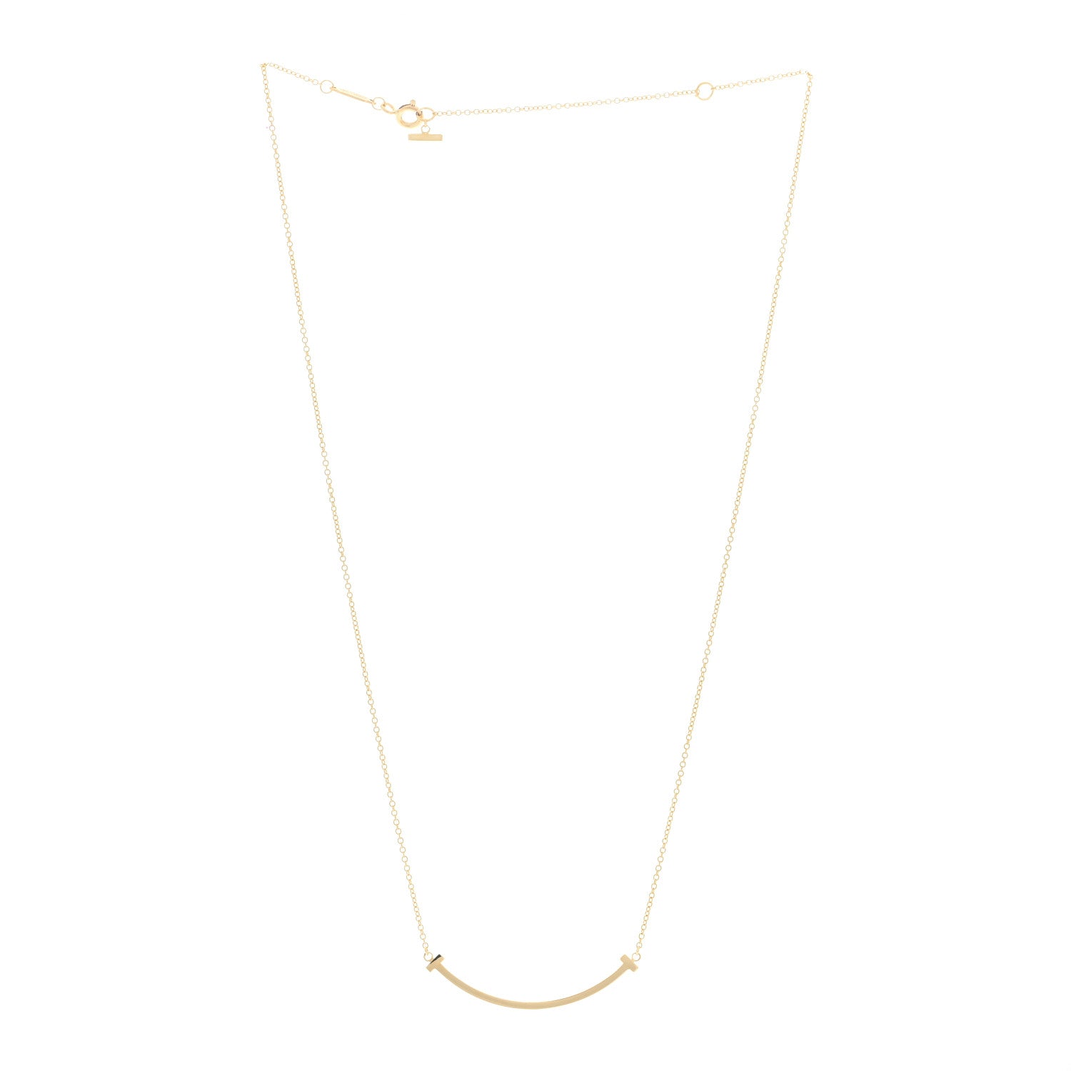 Tiffany 18K Yellow Gold Small T Smile Pendant Necklace 2 of 3
