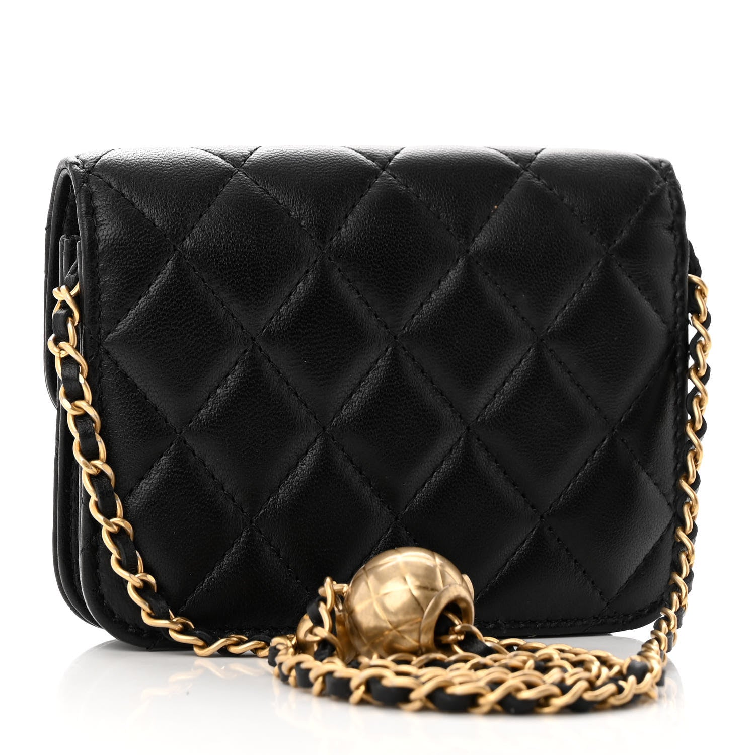 Chanel Lambskin Quilted Pearl Crush Clutch With Chain Black 3 of 10