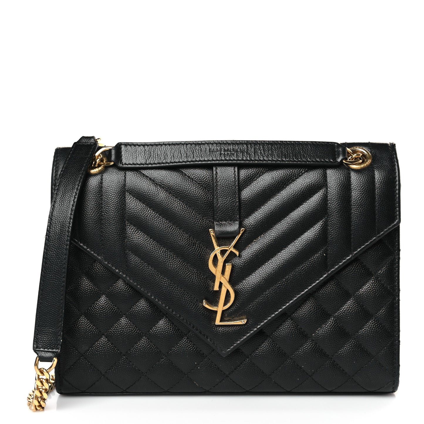 Grain De Poudre Textured Mixed Matelasse Triquilt Medium Monogram Satchel Black