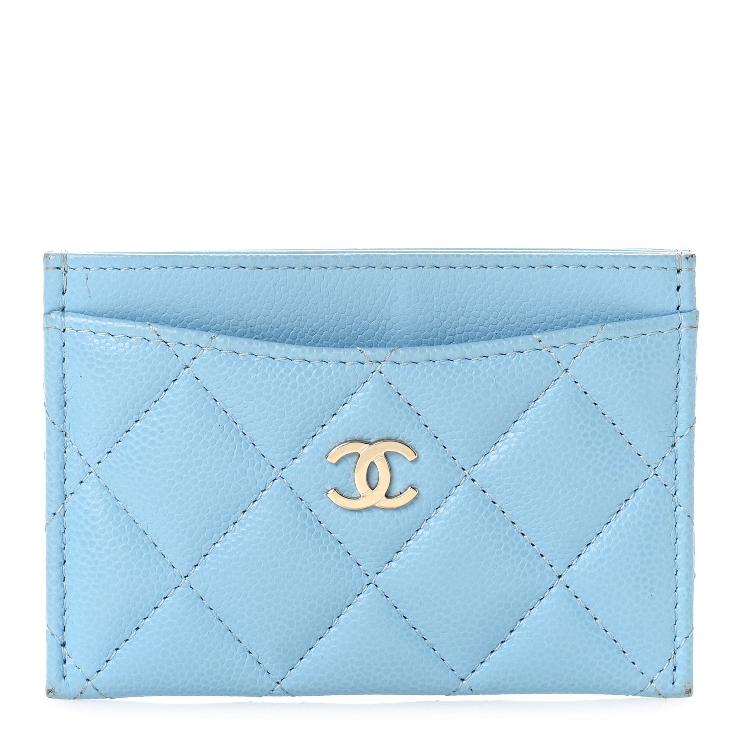 Chanel Caviar Quilted Card Holder Light Blue 1 of 10