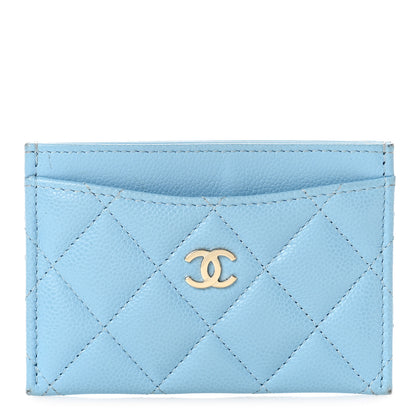 Chanel Caviar Quilted Card Holder Light Blue 1 of 10