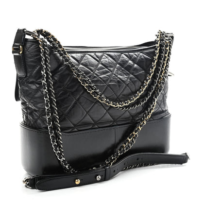 Chanel Aged Calfskin Quilted Medium Gabrielle Hobo Black 3 of 13