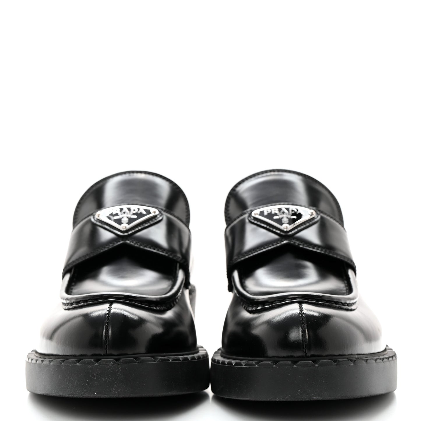Spazzolato Metal Triangle Logo 50mm Loafers 40 Black
