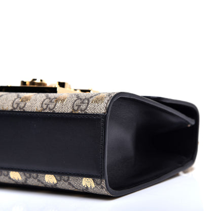 Gucci GG Supreme Monogram Bees Small Padlock Shoulder Bag Black 6 of 11