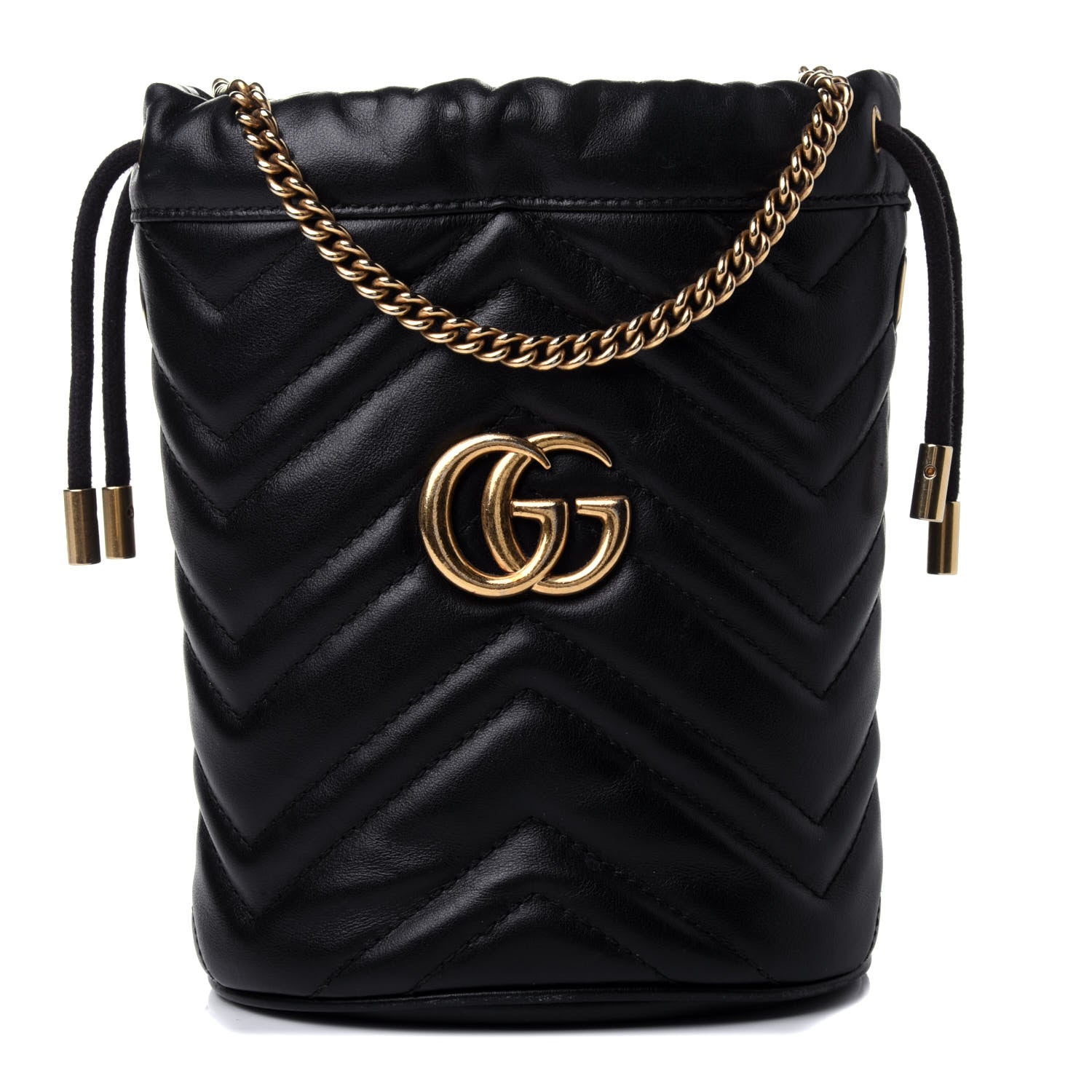 Gucci Calfskin Matelasse Mini GG Marmont 2.0 Bucket Bag Black 1 of 4