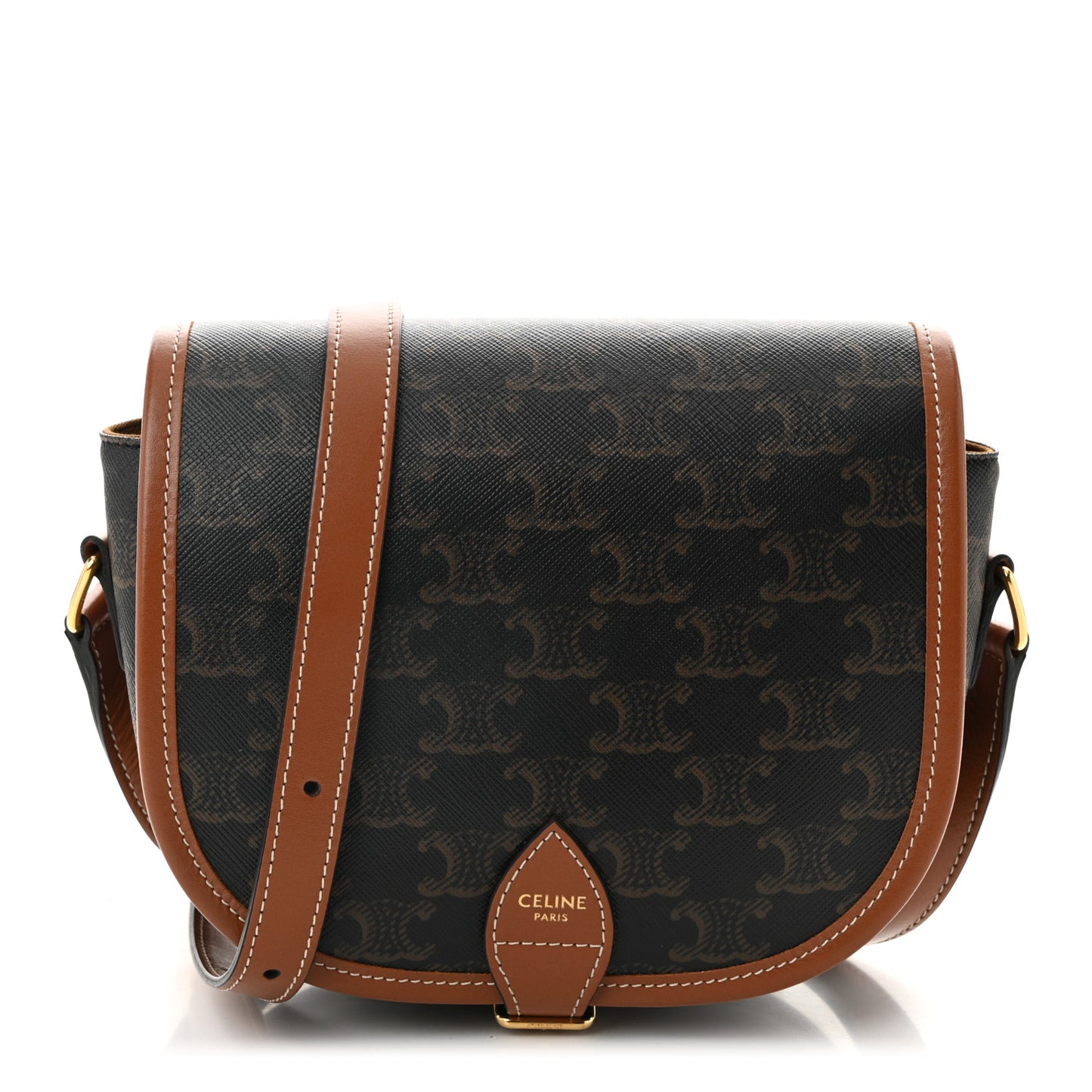 Triomphe Canvas Medium Folco Bag Tan