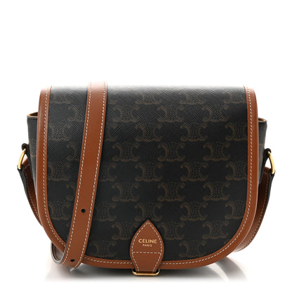 Celine Triomphe Canvas Medium Folco Bag Tan 1 of 9