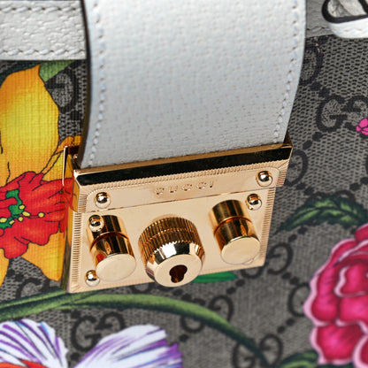 Gucci GG Supreme Monogram Flora Textured Calfskin Small Padlock Tote Beige Ebony Multicolor Mystic White 12 of 12