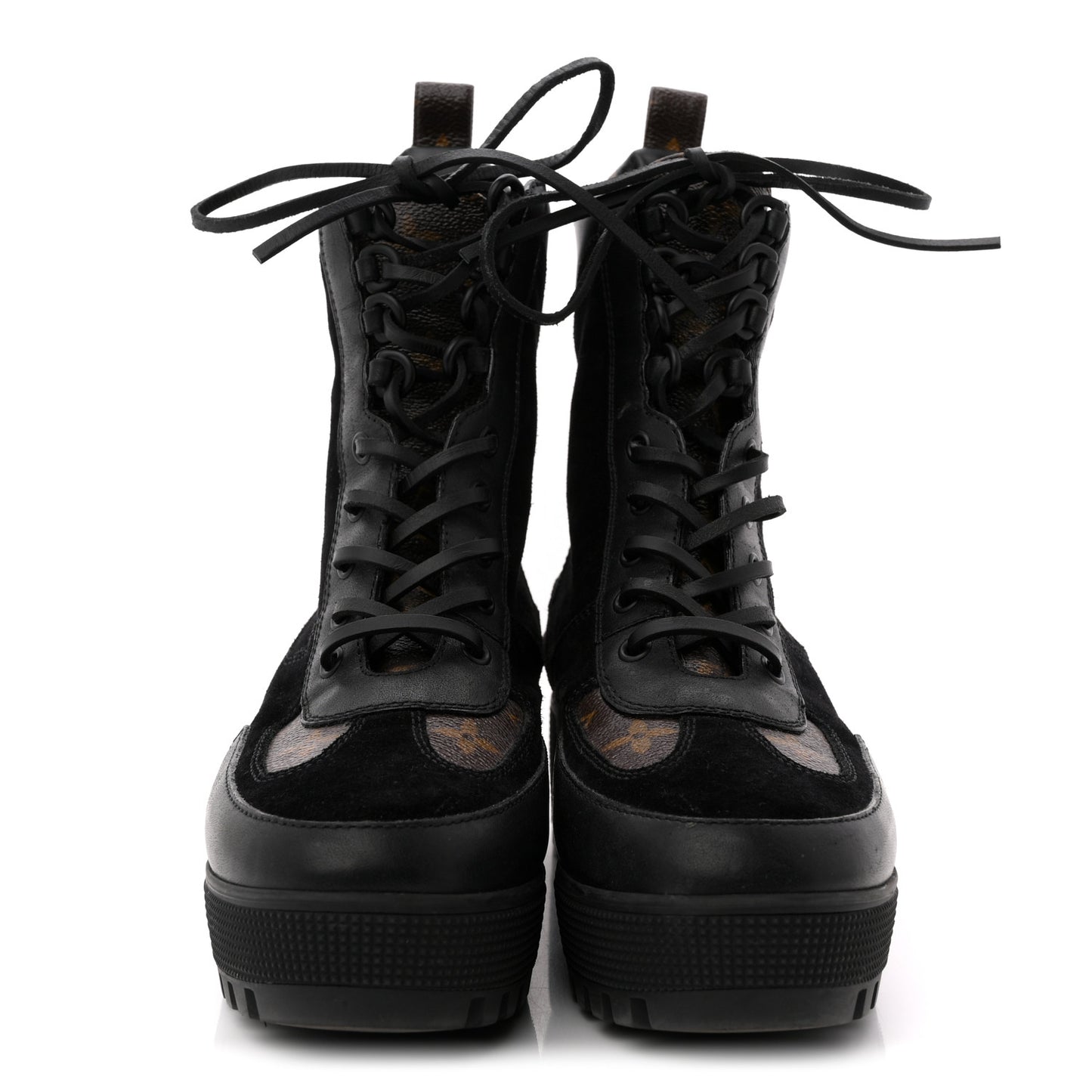 Suede Calfskin Monogram Laureate Platform Desert Boots 39 Black