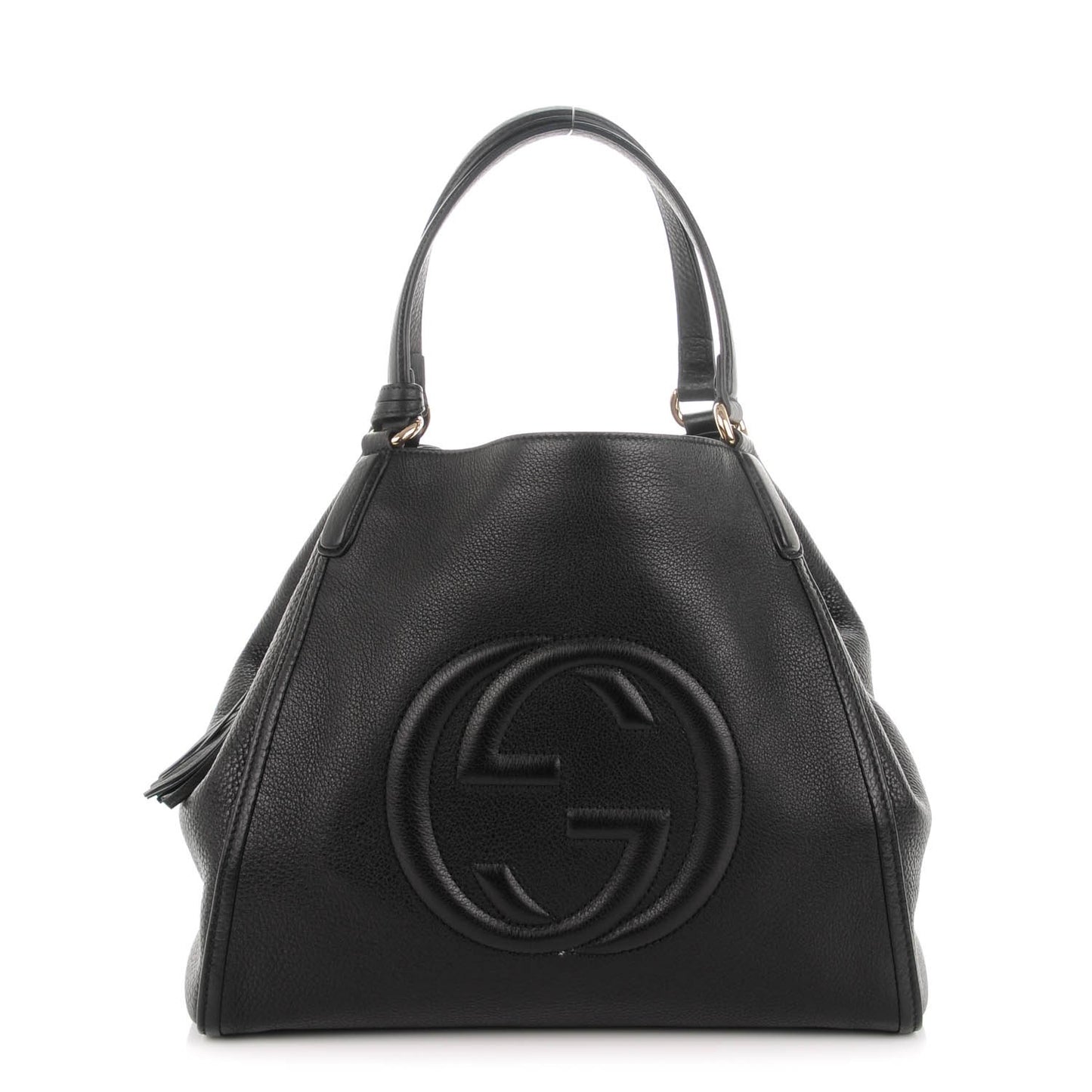Pebbled Calfskin Medium Soho Shoulder Bag Black