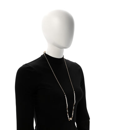 Chanel Metal Enamel Pearl CC Necklace Gold Black White 2 of 6