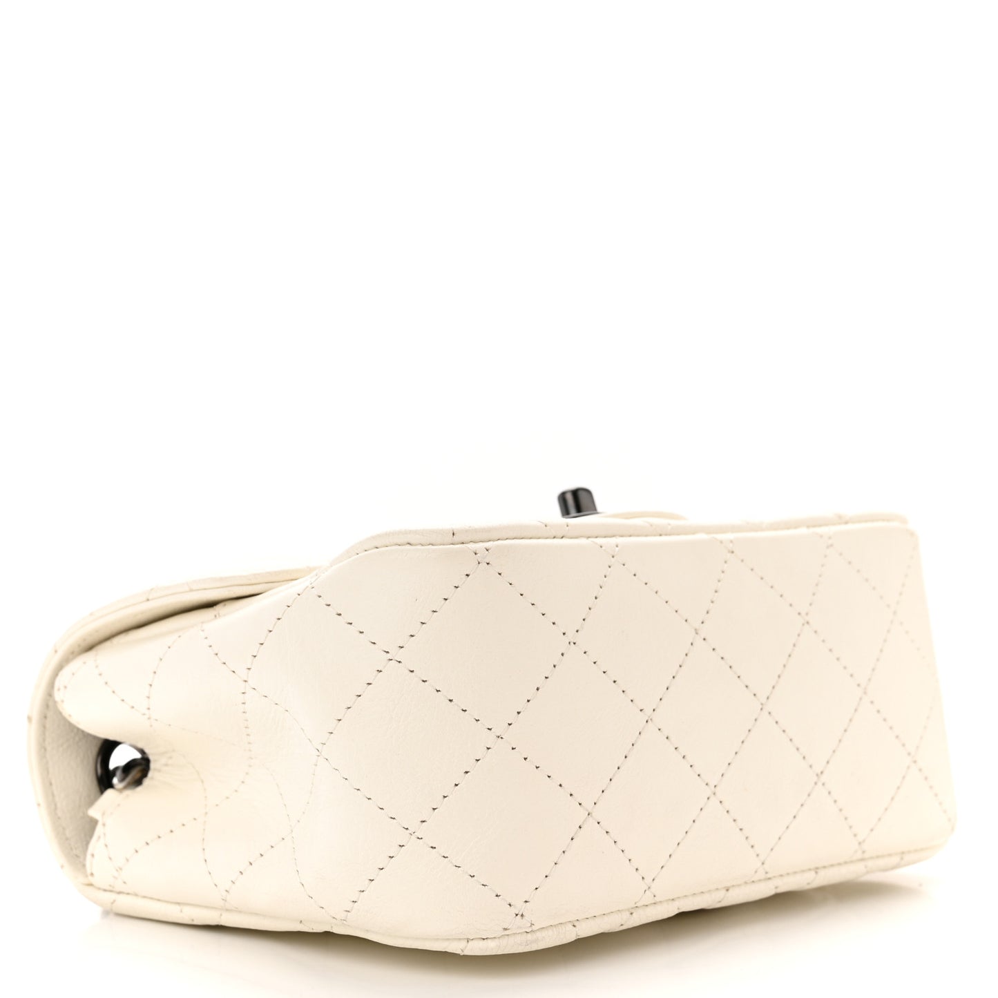 Crumpled Calfskin Quilted Mini Square Flap White