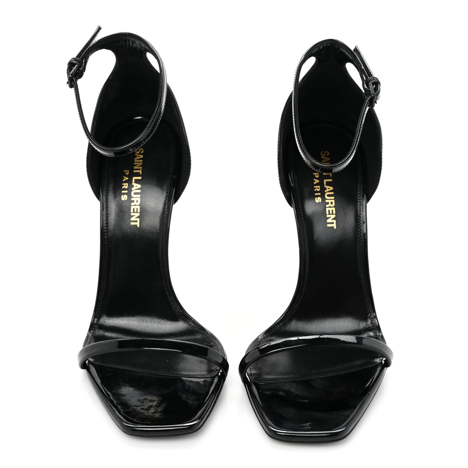 Saint Laurent Patent Calfskin Opyum 110 Sandals 37 Black Gold 2 of 9