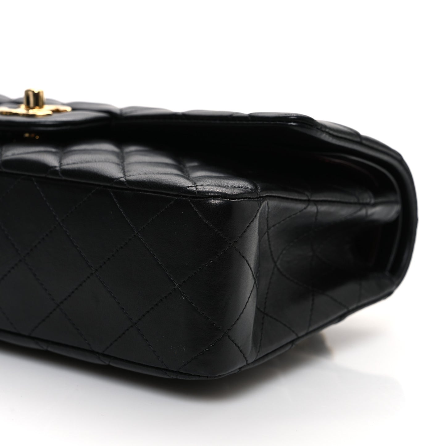 Lambskin Quilted Medium Double Flap Black
