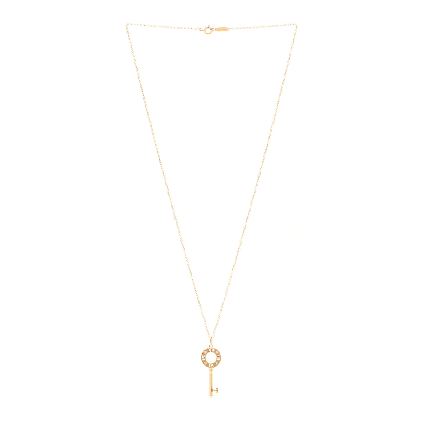 18K Rose Gold Diamond Atlas Pierced Key Pendant Necklace