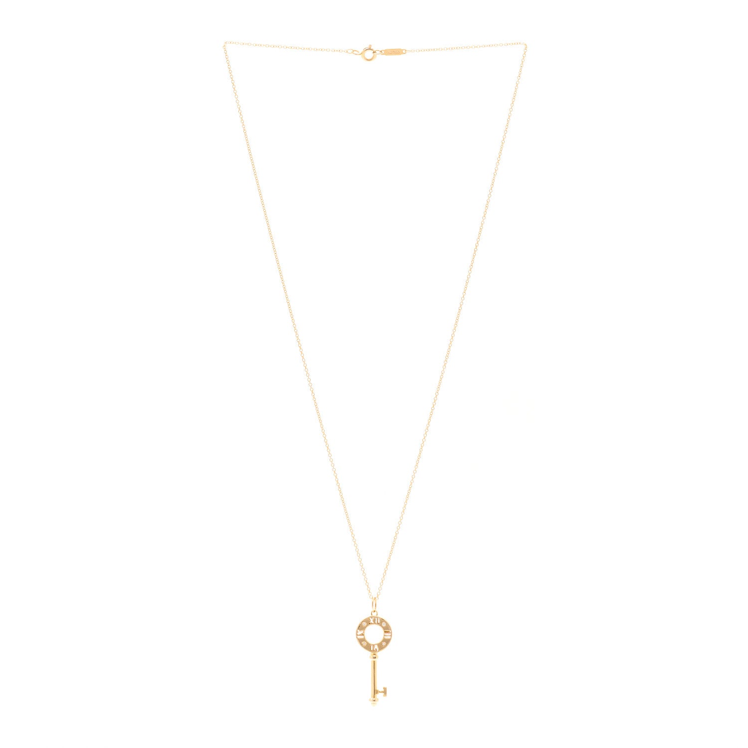Tiffany 18K Rose Gold Diamond Atlas Pierced Key Pendant Necklace 3 of 6